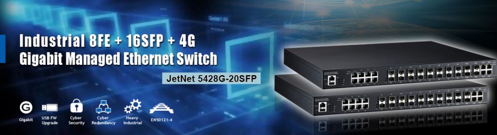 Промышленный Ethernet коммутатор Korenix с 20 портами SFP для приложений надежного видеонаблюдения на больших расстояниях